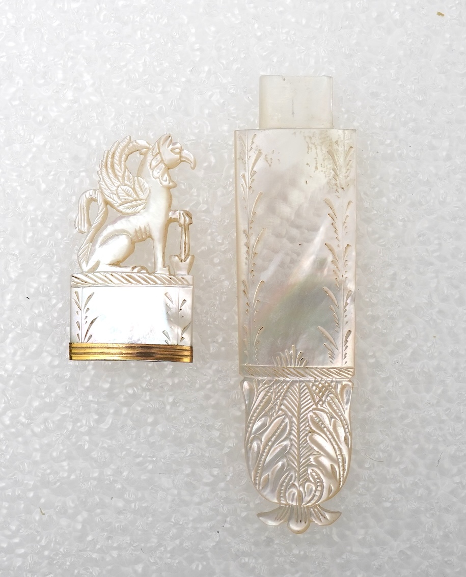 A mother of pearl toothpick holder, late 19th century